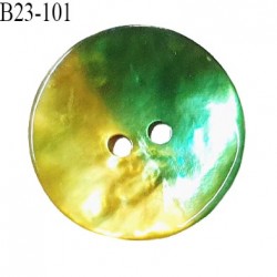 Bouton nacre 23 mm bicolore vert et anis diamètre 23 mm épaisseur 1.5 mm prix à la pièce
