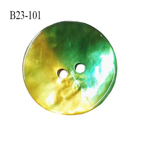 Bouton nacre 23 mm bicolore vert et anis diamètre 23 mm épaisseur 1.5 mm prix à la pièce