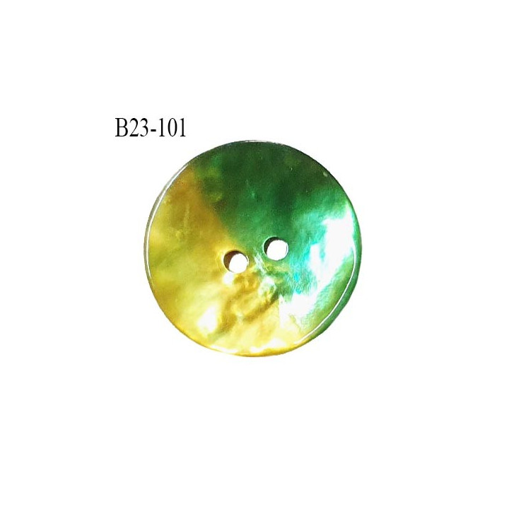 Bouton nacre 23 mm bicolore vert et anis diamètre 23 mm épaisseur 1.5 mm prix à la pièce