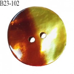 Bouton nacre 23 mm bicolore marron et anis diamètre 23 mm épaisseur 1.5 mm prix à la pièce