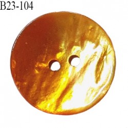 Bouton nacre 23 mm bicolore orange clair et foncé diamètre 23 mm épaisseur 1.5 mm prix à la pièce