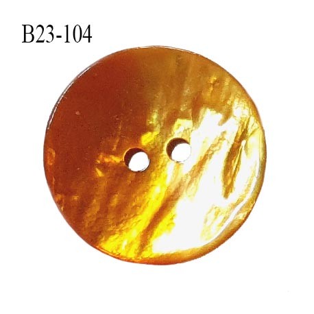 Bouton nacre 23 mm bicolore orange clair et foncé diamètre 23 mm épaisseur 1.5 mm prix à la pièce