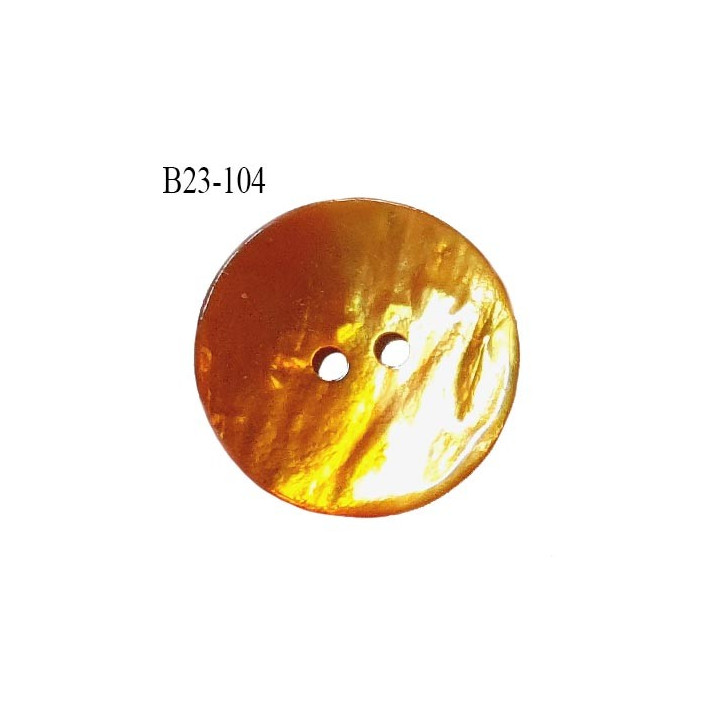 Bouton nacre 23 mm bicolore orange clair et foncé diamètre 23 mm épaisseur 1.5 mm prix à la pièce