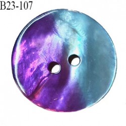 Bouton nacre 23 mm bicolore bleu et violet diamètre 23 mm épaisseur 1.5 mm prix à la pièce