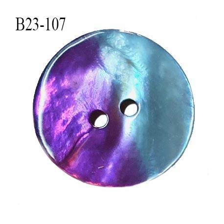 Bouton nacre 23 mm bicolore bleu et violet diamètre 23 mm épaisseur 1.5 mm prix à la pièce