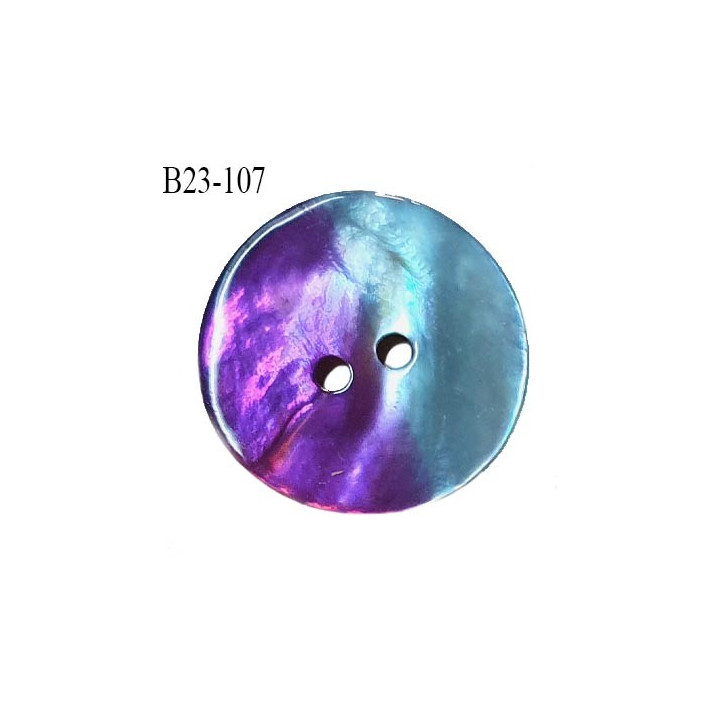 Bouton nacre 23 mm bicolore bleu et violet diamètre 23 mm épaisseur 1.5 mm prix à la pièce