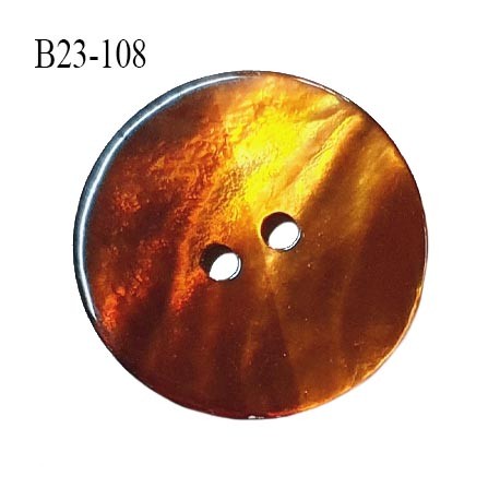 Bouton nacre 23 mm bicolore marron et caramel diamètre 23 mm épaisseur 1.5 mm prix à la pièce