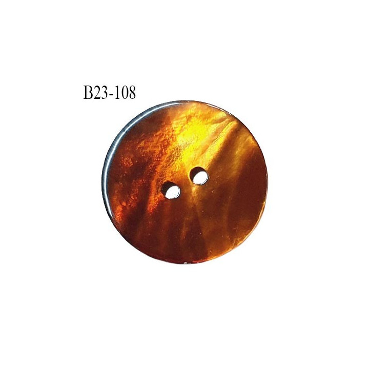 Bouton nacre 23 mm bicolore marron et caramel diamètre 23 mm épaisseur 1.5 mm prix à la pièce