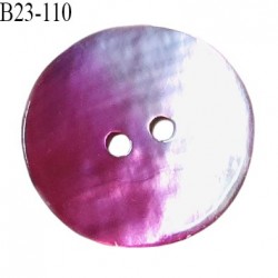 Bouton nacre 23 mm bicolore fuchsia et parme diamètre 23 mm épaisseur 1.5 mm prix à la pièce