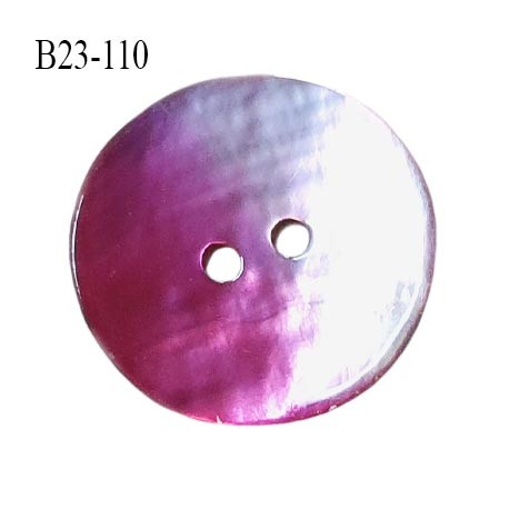 Bouton nacre 23 mm bicolore fuchsia et parme diamètre 23 mm épaisseur 1.5 mm prix à la pièce