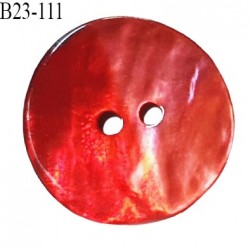 Bouton nacre 23 mm bicolore rouge clair et foncé diamètre 23 mm épaisseur 1.5 mm prix à la pièce