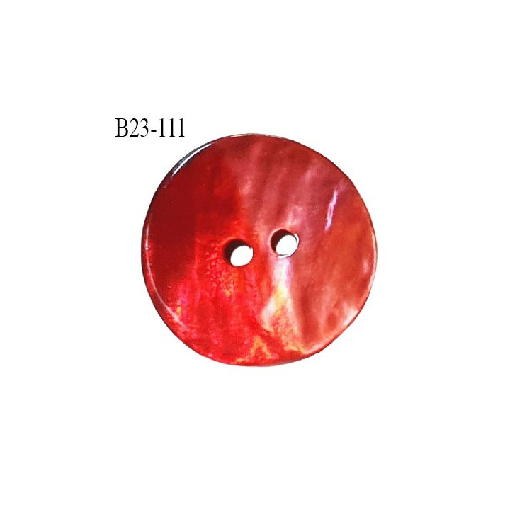 Bouton nacre 23 mm bicolore rouge clair et foncé diamètre 23 mm épaisseur 1.5 mm prix à la pièce