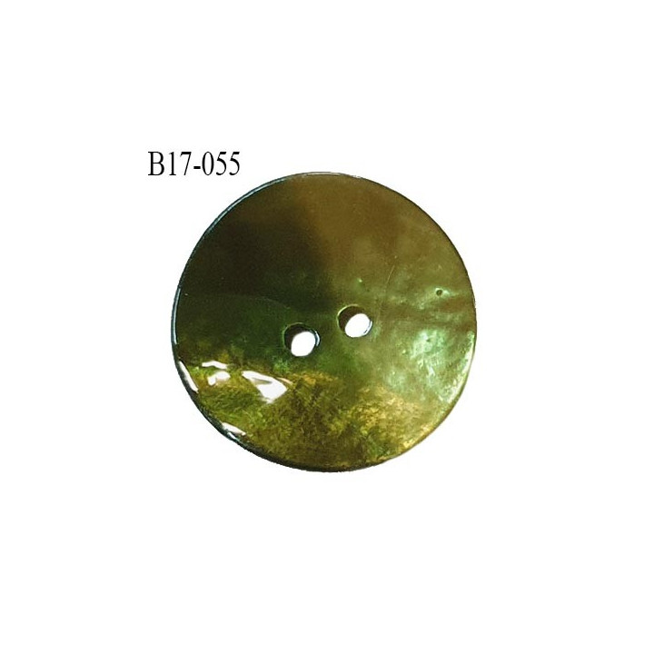 Bouton nacre 17 mm bicolore vert kaki clair et foncé diamètre 17 mm épaisseur 1.5 mm prix à la pièce