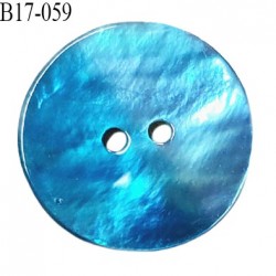 Bouton nacre 17 mm bicolore bleu ciel et bleu diamètre 17 mm épaisseur 1.5 mm prix à la pièce