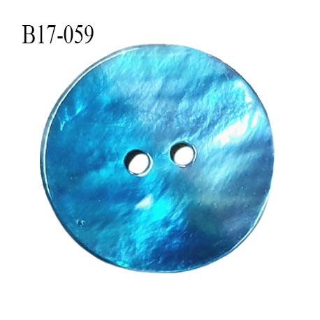 Bouton nacre 17 mm bicolore bleu ciel et bleu diamètre 17 mm épaisseur 1.5 mm prix à la pièce