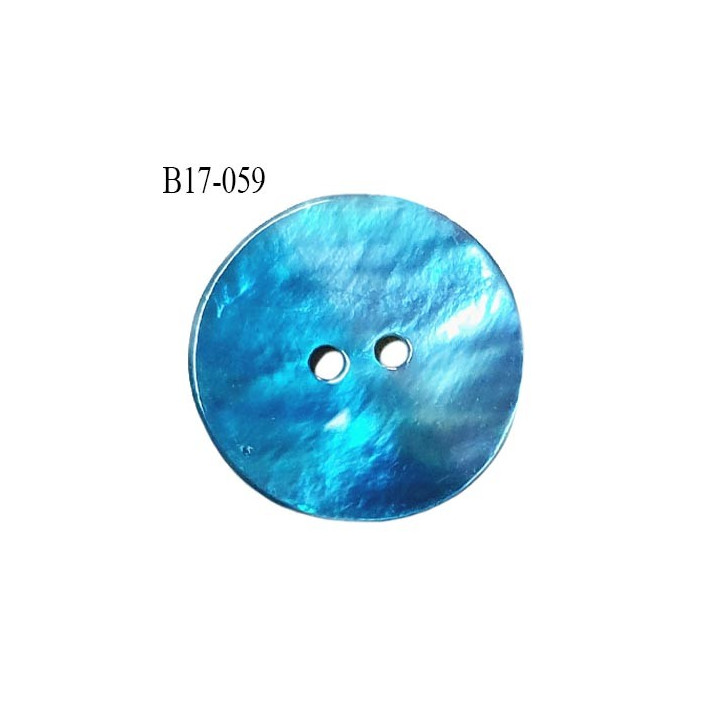 Bouton nacre 17 mm bicolore bleu ciel et bleu diamètre 17 mm épaisseur 1.5 mm prix à la pièce