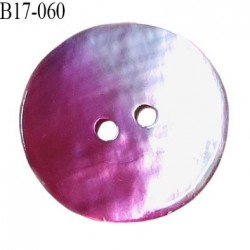 Bouton nacre 17 mm bicolore fuchsia et parme diamètre 17 mm épaisseur 1.5 mm prix à la pièce