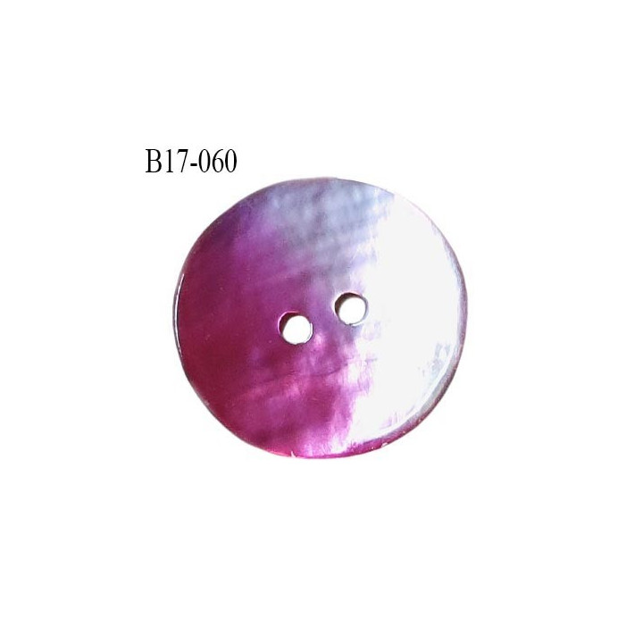 Bouton nacre 17 mm bicolore fuchsia et parme diamètre 17 mm épaisseur 1.5 mm prix à la pièce
