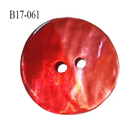 Bouton nacre 17 mm bicolore rouge clair et foncé diamètre 17 mm épaisseur 1.5 mm prix à la pièce