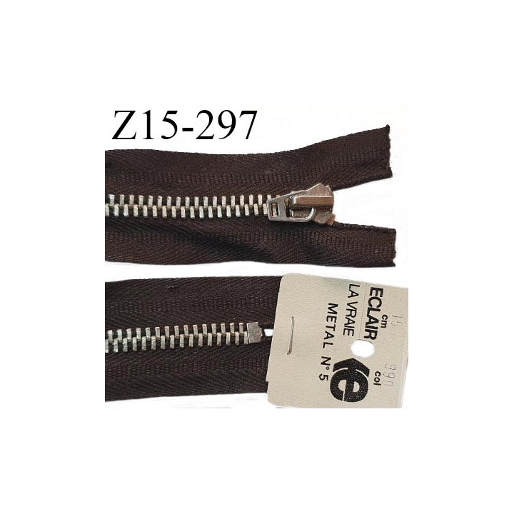 Fermeture 15 cm couleur marron non séparable zip glissière en métal longueur 15 cm largeur 3 cm prix à l'unité