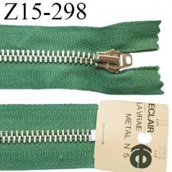 Fermeture 15 cm couleur vert non séparable zip glissière en métal longueur 15 cm largeur 3 cm largeur du zip 6 mm prix à l'unité