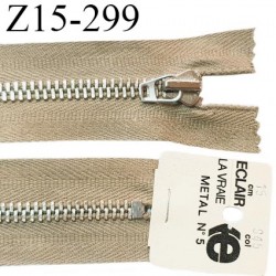 Fermeture 15 cm couleur beige non séparable zip glissière en métal longueur 15 cm largeur 3 cm prix à l'unité