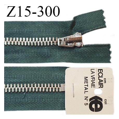 Fermeture 15 cm couleur vert non séparable zip glissière en métal longueur 15 cm largeur 3 cm largeur du zip 6 mm prix à l'unité