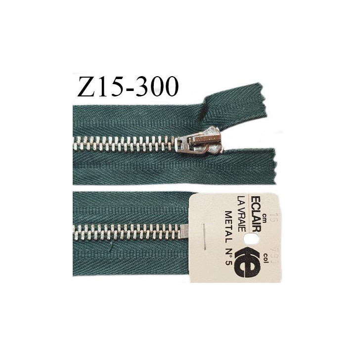 Fermeture 15 cm couleur vert non séparable zip glissière en métal longueur 15 cm largeur 3 cm largeur du zip 6 mm prix à l'unité