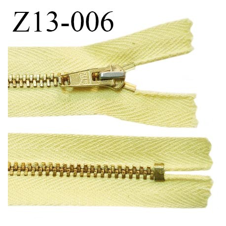 Fermeture zip 13 cm très haut de gamme couleur jaune non séparable longueur 13 cm largeur 25 mm prix à la pièce