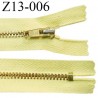 Fermeture zip 13 cm très haut de gamme couleur jaune non séparable longueur 13 cm largeur 25 mm prix à la pièce