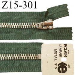 Fermeture 15 cm très haut de gamme couleur vert kaki non séparable zip glissière en métal longueur 15 cm prix à l'unité