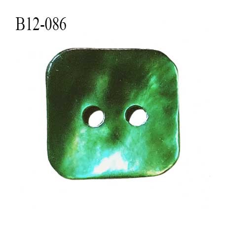 Bouton carré nacre 12 mm couleur vert largeur 12 mm 2 trous prix à la pièce