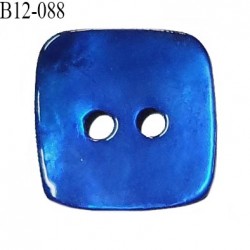 Bouton carré nacre 12 mm couleur bleu largeur 12 mm 2 trous prix à la pièce