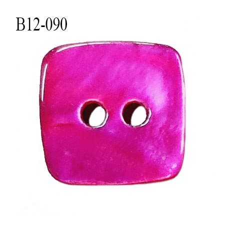 Bouton carré nacre 12 mm couleur rose fuchsia largeur 12 mm 2 trous prix à la pièce