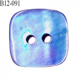 Bouton carré nacre 12 mm couleur bleu ciel largeur 12 mm 2 trous prix à la pièce