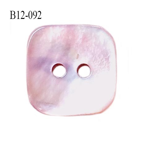 Bouton carré nacre 12 mm couleur rose pastel largeur 12 mm 2 trous prix à la pièce