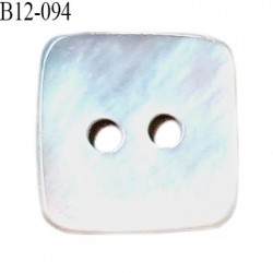 Bouton carré nacre 12 mm couleur naturel largeur 12 mm 2 trous prix à la pièce