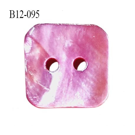 Bouton carré nacre 12 mm couleur rose largeur 12 mm 2 trous prix à la pièce