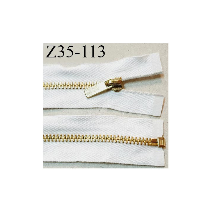 Fermeture 35 cm couleur naturel séparable longueur 35 cm largeur 2.8 cm zip glissière en métal couleur doré prix à l'unité