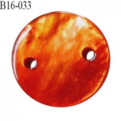 Bouton nacre 15 mm couleur orange diamètre 15 mm 2 trous prix à la pièce