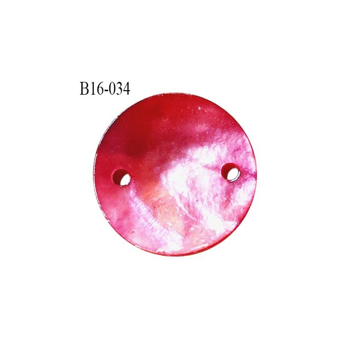 Bouton nacre 15 mm couleur rose diamètre 15 mm 2 trous prix à la pièce