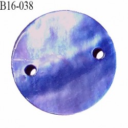 Bouton nacre 15 mm couleur bleu violet diamètre 15 mm 2 trous prix à la pièce