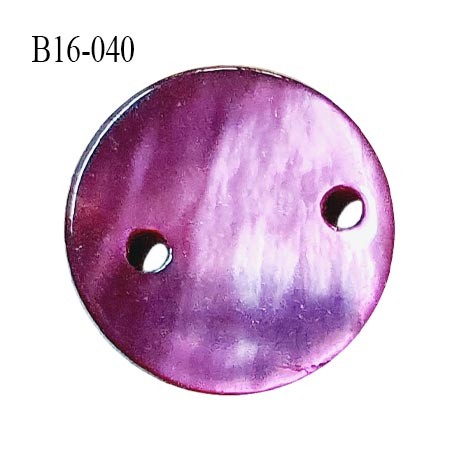 Bouton nacre 15 mm couleur violet diamètre 15 mm 2 trous prix à la pièce