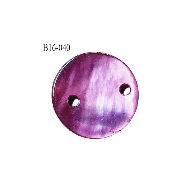 Bouton nacre 15 mm couleur violet diamètre 15 mm 2 trous prix à la pièce
