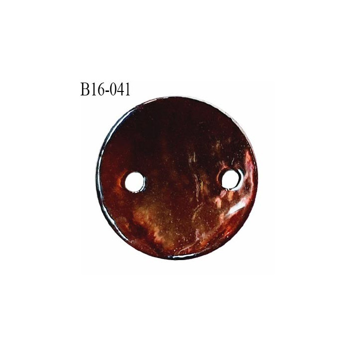 Bouton nacre 15 mm couleur marron diamètre 15 mm 2 trous prix à la pièce