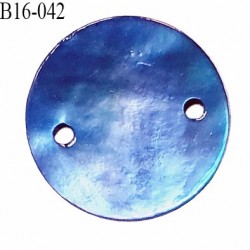 Bouton nacre 15 mm couleur bleu diamètre 15 mm 2 trous prix à la pièce