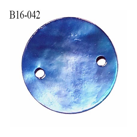 Bouton nacre 15 mm couleur bleu diamètre 15 mm 2 trous prix à la pièce