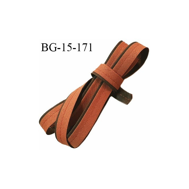 Galon ruban 15 mm doublé couleur marron et orange largeur 15 mm prix au mètre
