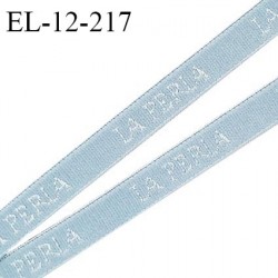 Elastique lingerie 12 mm très haut de gamme élastique souple couleur bleu inscription La Perla largeur 12 mm prix au mètre