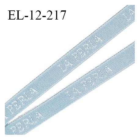 Elastique lingerie 12 mm très haut de gamme élastique souple couleur bleu inscription La Perla largeur 12 mm prix au mètre
